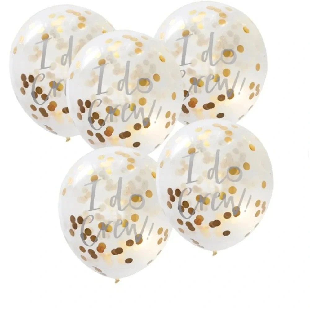 I Do Crew Gold Confetti Latex Balloons 6ct Bachelorette Hen Party Decor Gold
